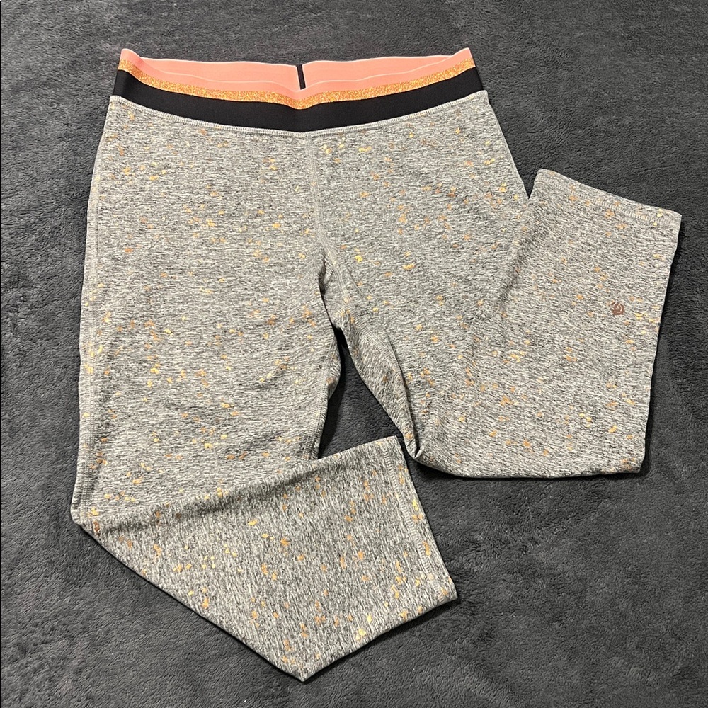 Champion womens medium cropped leggings gray rose gold elastic stretchy athletic